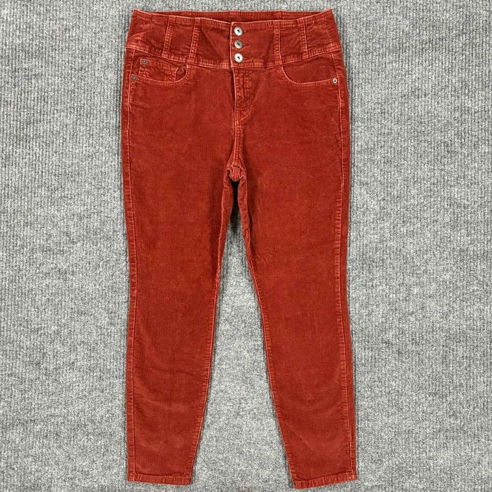 NOBO High Rise Sculpting Skinny Corduroy Pants Womens Size 15 Rust Stretch